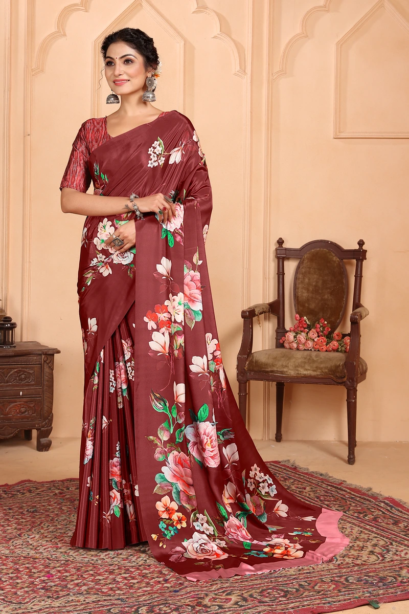Buy online Georgette Digital Floral Print Saree from ethnic wear for Women  by Gokul Sarees for ₹1379 at 31% off | 2024 Limeroad.com